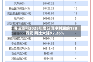 海波重科2025年度归母净利润约178万元 同比大降92.26%