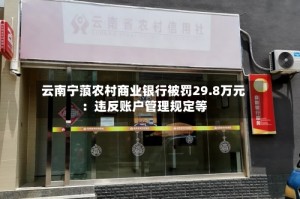 云南宁蒗农村商业银行被罚29.8万元：违反账户管理规定等