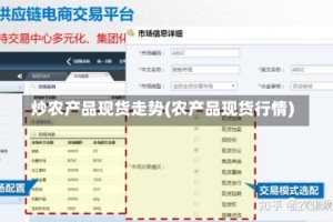 炒农产品现货走势(农产品现货行情)