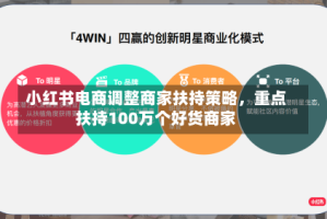 小红书电商调整商家扶持策略，重点扶持100万个好货商家