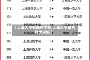 【上海大学有哪些学院,上海大学算名牌大学吗】