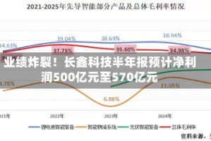 业绩炸裂！长鑫科技半年报预计净利润500亿元至570亿元