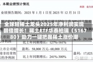 全球轻稀土龙头2025年净利润实现翻倍增长！稀土ETF华泰柏瑞（516780）助力一键把握稀土涨价潮