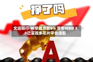 文远知行-W早盘涨超8% 宣布WRD 3.0已实现多芯片平台适配