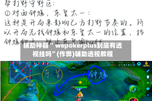 辅助神器“ wepokerplus到底有透视挂吗”(作弊)辅助透视教程