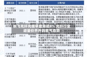 长飞光纤光缆早盘涨逾8% 光纤行业迎量价齐升的景气态势