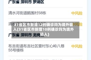 31省区市新增12例确诊均为境外输入(31省区市新增10例确诊均为境外输入)