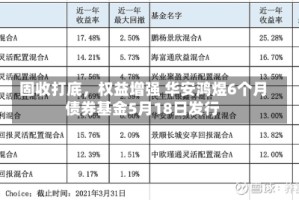 固收打底，权益增强 华安鸿煜6个月债券基金5月18日发行