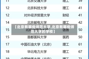 【北京有哪些师范大学,北京有哪些师范大学的学校】