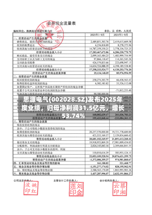 思源电气(002028.SZ)发布2025年度业绩，归母净利润31.5亿元	，增长53.74%-第1张图片