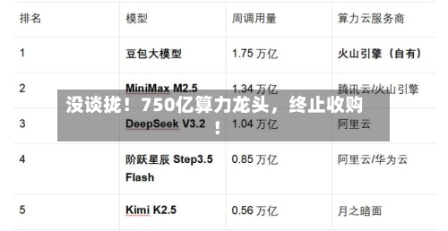 没谈拢！750亿算力龙头	，终止收购！-第1张图片