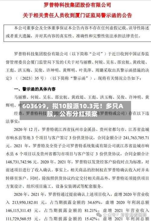 603699	，拟10股派10.3元！多只A股，公布分红预案-第3张图片