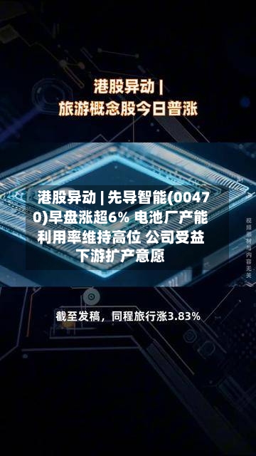 港股异动 | 先导智能(00470)早盘涨超6% 电池厂产能利用率维持高位 公司受益下游扩产意愿-第2张图片