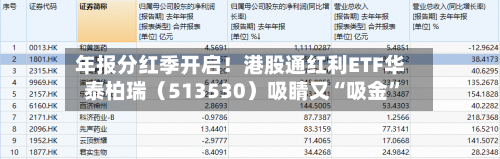 年报分红季开启！港股通红利ETF华泰柏瑞（513530）吸睛又“吸金	”-第1张图片
