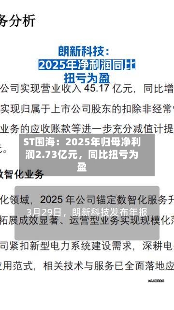 ST围海：2025年归母净利润2.73亿元，同比扭亏为盈-第1张图片