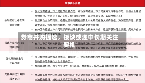 券商并购提速，板块或迎中长期关注契机-第1张图片