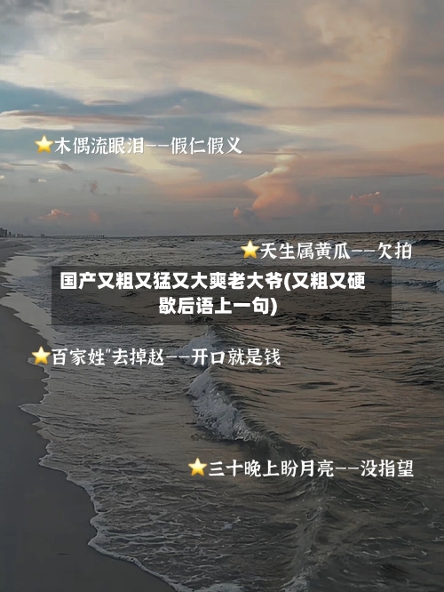 国产又粗又猛又大爽老大爷(又粗又硬歇后语上一句)-第1张图片