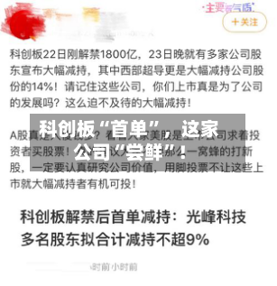 科创板“首单	”，这家公司“尝鲜”！-第3张图片