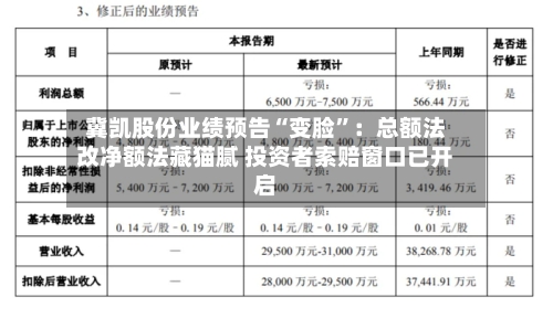 冀凯股份业绩预告“变脸”：总额法改净额法藏猫腻 投资者索赔窗口已开启-第1张图片