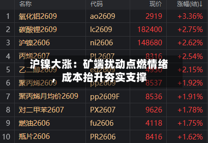 沪镍大涨：矿端扰动点燃情绪	，成本抬升夯实支撑-第1张图片