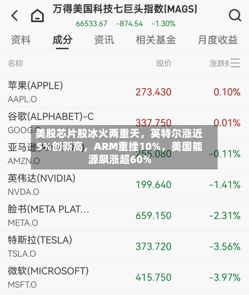 美股芯片股冰火两重天	，英特尔涨近5%创新高，ARM重挫10%，美国能源飙涨超60%-第2张图片