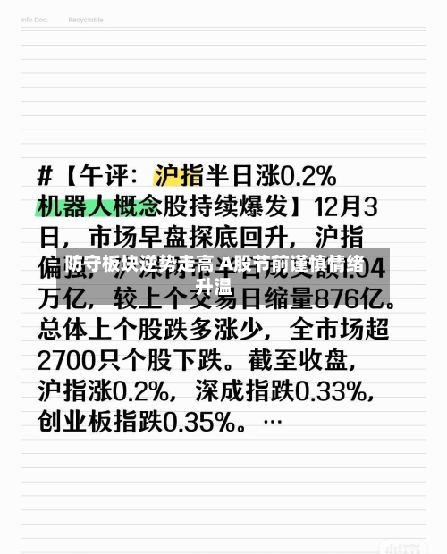 防守板块逆势走高 A股节前谨慎情绪升温-第1张图片