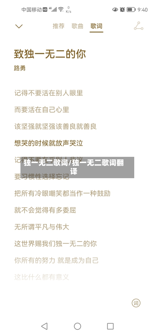 独一无二歌词/独一无二歌词翻译-第3张图片