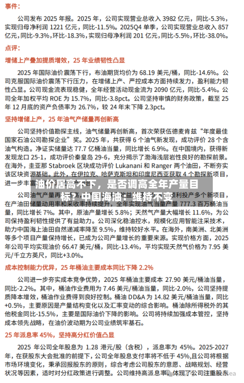 油价居高不下，是否调高全年产量目标？中国海油：维持不变-第2张图片