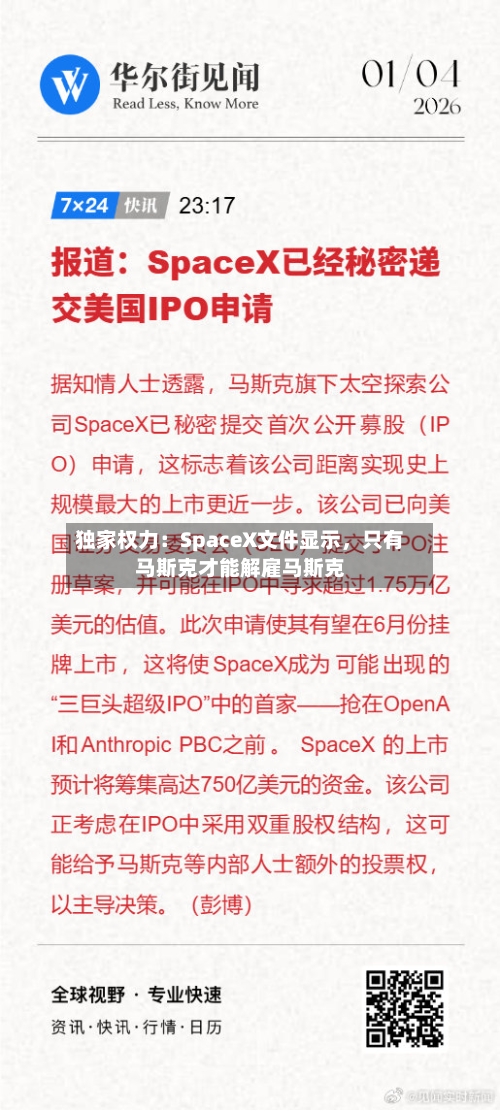 独家权力：SpaceX文件显示，只有马斯克才能解雇马斯克-第1张图片