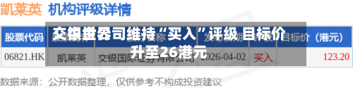 交银世界：中金公司维持“买入”评级 目标价升至26港元-第1张图片