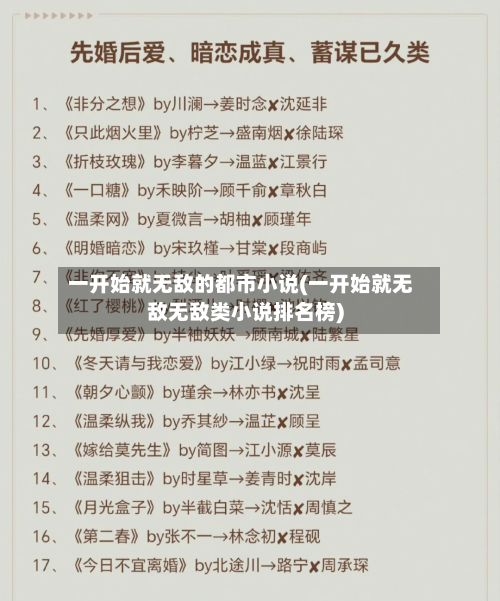 一开始就无敌的都市小说(一开始就无敌无敌类小说排名榜)-第1张图片
