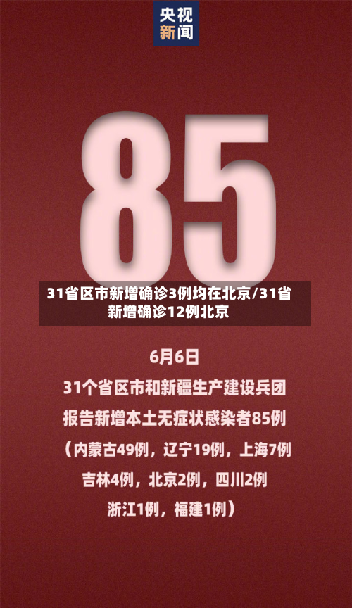 31省区市新增确诊3例均在北京/31省新增确诊12例北京-第1张图片