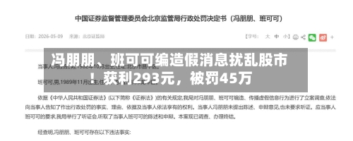 冯朋朋、班可可编造假消息扰乱股市！获利293元，被罚45万-第2张图片