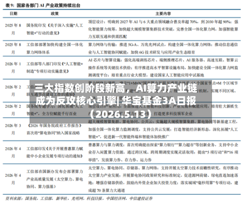三大指数创阶段新高，AI算力产业链成为反攻核心引擎| 华宝基金3A日报（2026.5.13）-第1张图片