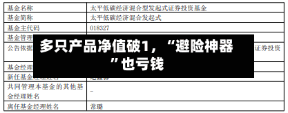 多只产品净值破1	，“避险神器”也亏钱-第1张图片