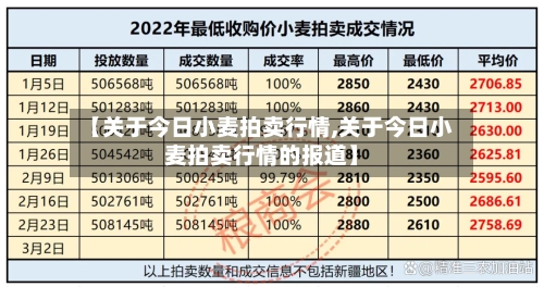 【关于今日小麦拍卖行情,关于今日小麦拍卖行情的报道】-第2张图片