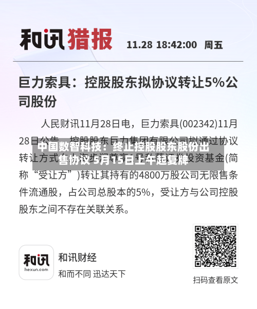 中国数智科技：终止控股股东股份出售协议 5月15日上午起复牌-第1张图片