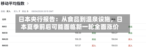 日本央行报告：从食品到温泉设施，日本夏季前后可能面临新一轮全面涨价-第2张图片