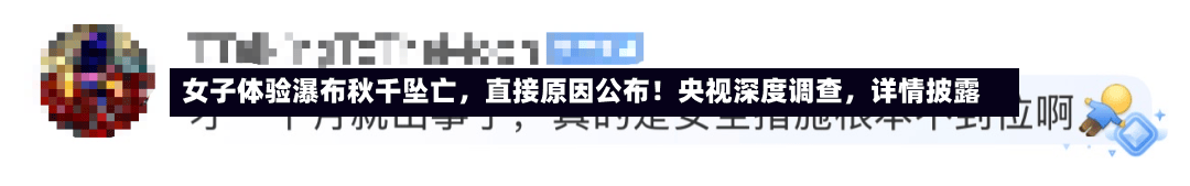 女子体验瀑布秋千坠亡，直接原因公布！央视深度调查，详情披露-第2张图片