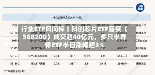 行业ETF风向标丨科创芯片ETF嘉实（588200）成交超40亿元，多只半导体ETF半日涨幅超3%-第1张图片