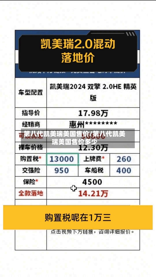 第八代凯美瑞美国售价/第八代凯美瑞美国售价多少-第3张图片