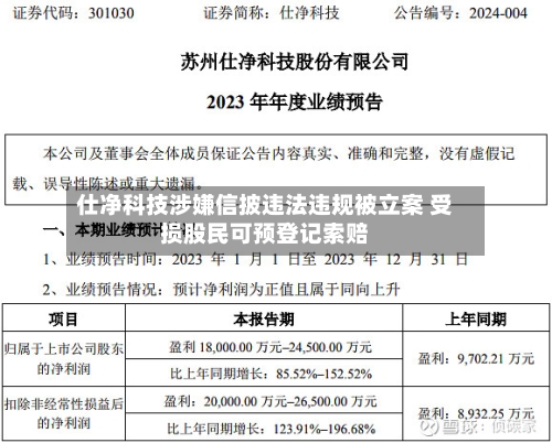 仕净科技涉嫌信披违法违规被立案 受损股民可预登记索赔-第1张图片