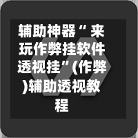 辅助神器“ 来玩作弊挂软件透视挂”(作弊)辅助透视教程-第1张图片